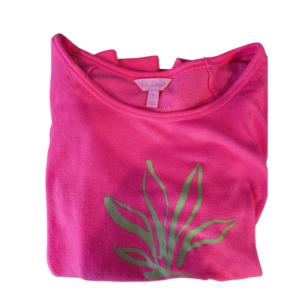 Lilly Pulitzer Sandy Popover Sweatshirt – Tiki Pink Pineapple XS 🍍 RARE - Picture 4 of 5